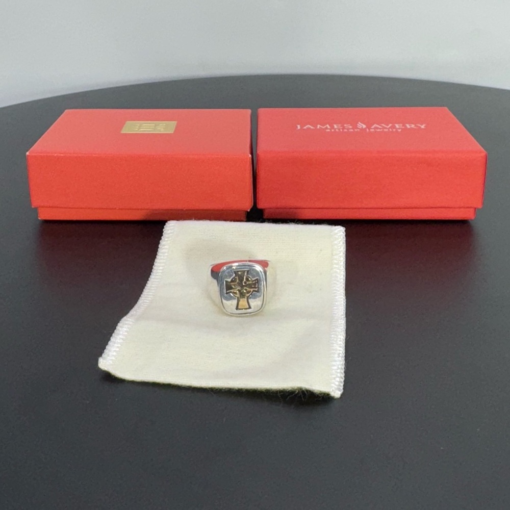 James Avery Rare Wide Celtic Sterling Silver 14K Gold Mens Size 7.5